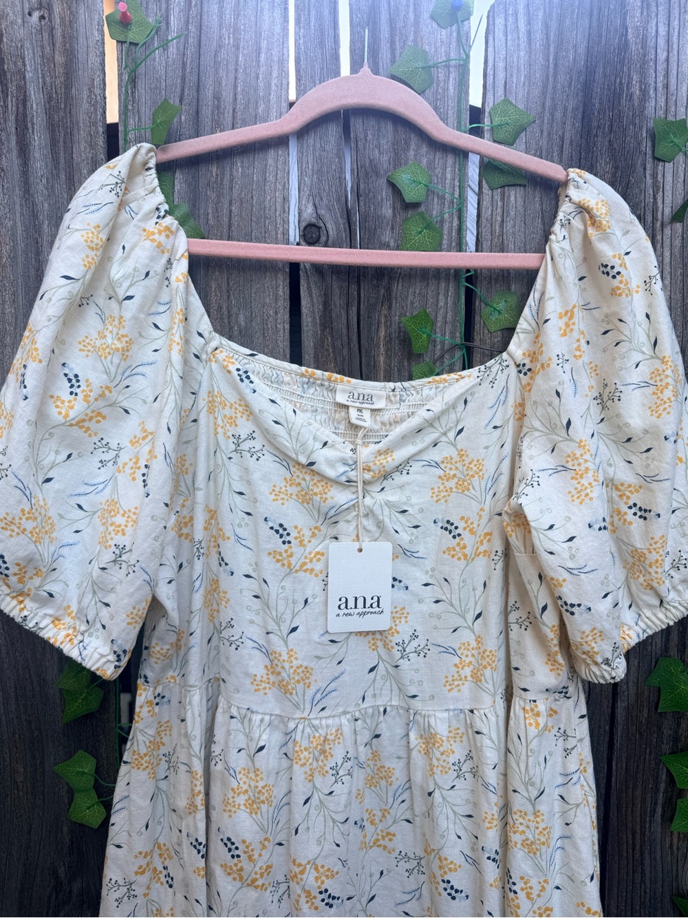 a.n.a Cream Midi Dress with Yellow Floral Print